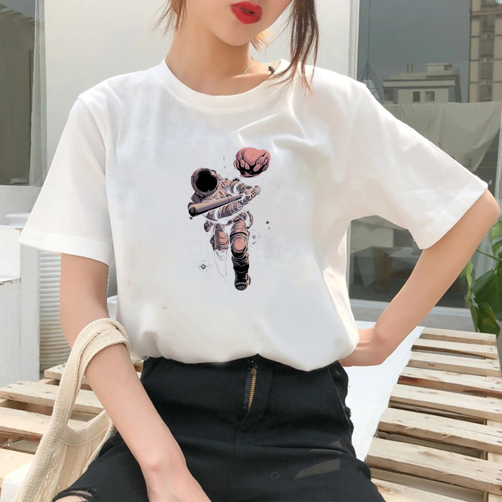 

Punk Style Astronaut Baseball Printed T-shirt Women Fashion Trend Y2k Short Sleeve Tops Tees Summer Cropped sleeve O-neck Tshirt