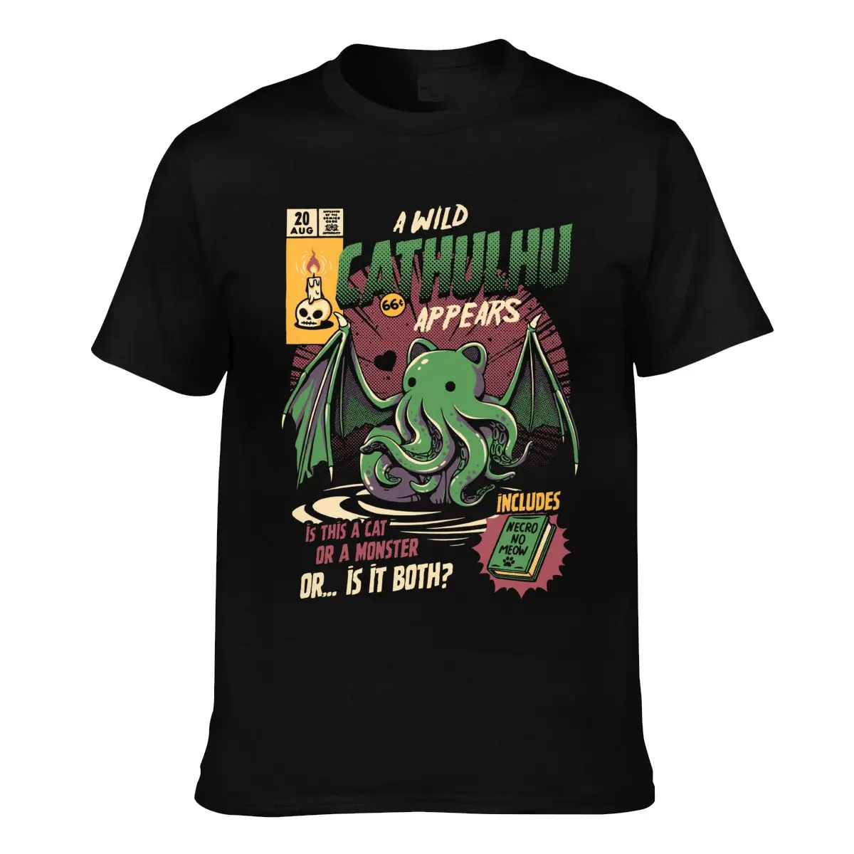 

Cathulhu Cthulhu T Shirt Cat Monster Skull Cartoon Men Fun T-Shirt Oversized Printed 100 Percent Cotton Tee Shirt