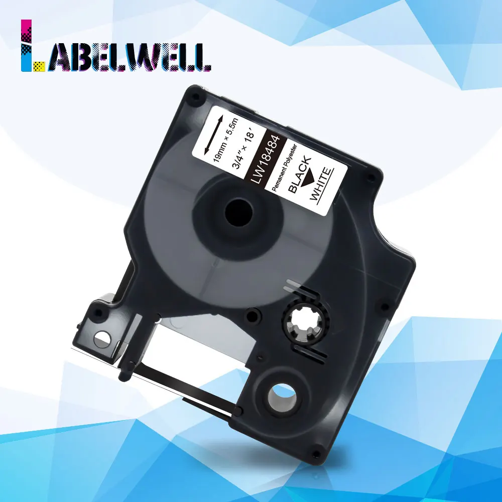 

Labelwell 1 шт. промышленная этикетка 18484 19 мм постоянная полиэфирная этикетка совместима с Dymo Rhino 5000,6000 лента этикеток для принтера