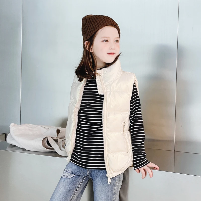 Новинка 2021 детский пуховой жилет теплый с подкладкой и воротником-стойкой для