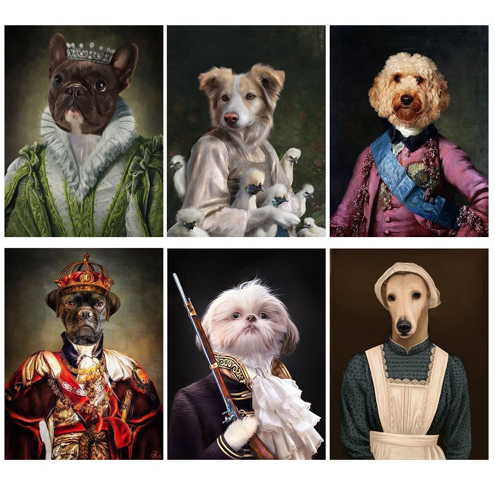 

Vintage Count General Dog Animals Wall Pictures For Living Room Home Decor Nordic Poster Wall Art Canvas Painting Unframed