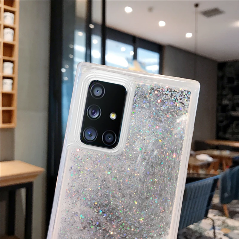 

For Galaxy S20 S10 Plus A51 A71 Bling Dynamic Liquid Quicksand Case For Galaxy A20 A40 A70 Shiny Stars PC+ TPU Glitter Cover