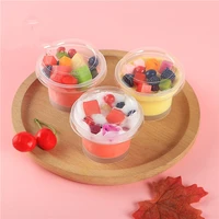 50pcs 75ml disposable pudding cup with lid cooking plastic milk jelly cup small gelatin cup mousse cake transparent yogurt cup
