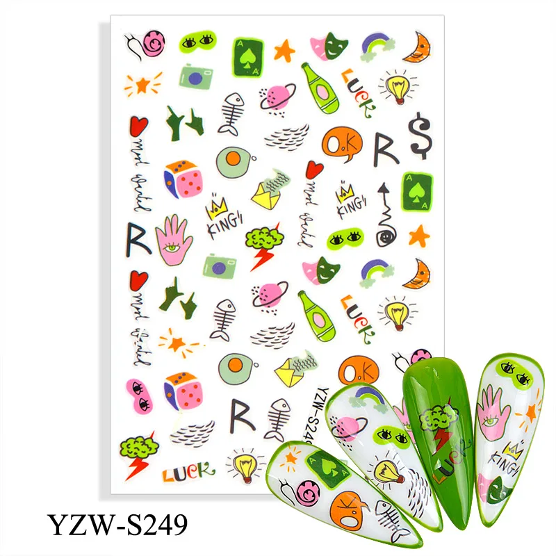 

3D наклейки для ногтей, мультяшный дизайн, ручной слайдер, наклейки, наклейки для дизайна, наклейки для маникюра, наклейки для ногтей