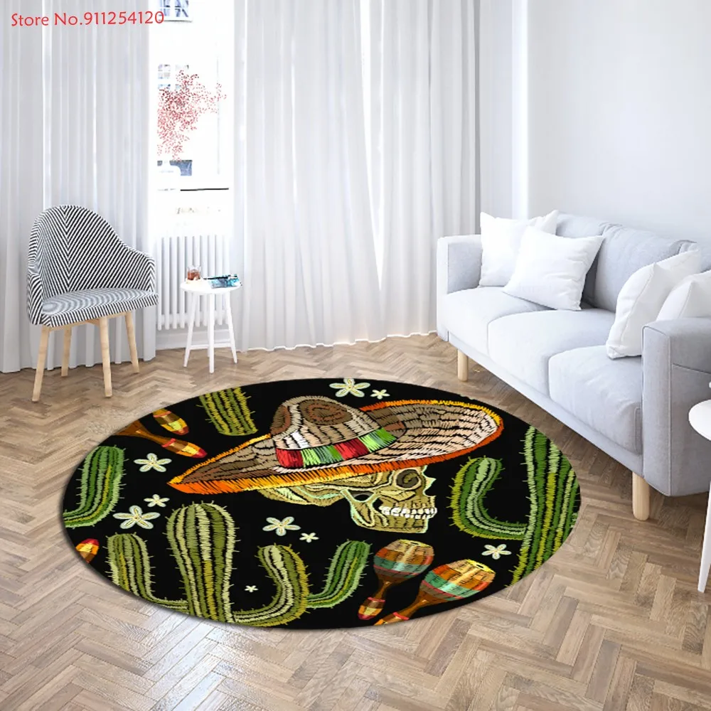 Тропические растения круглый ковер Зеленый Кактус 3D печать коврики Круглый