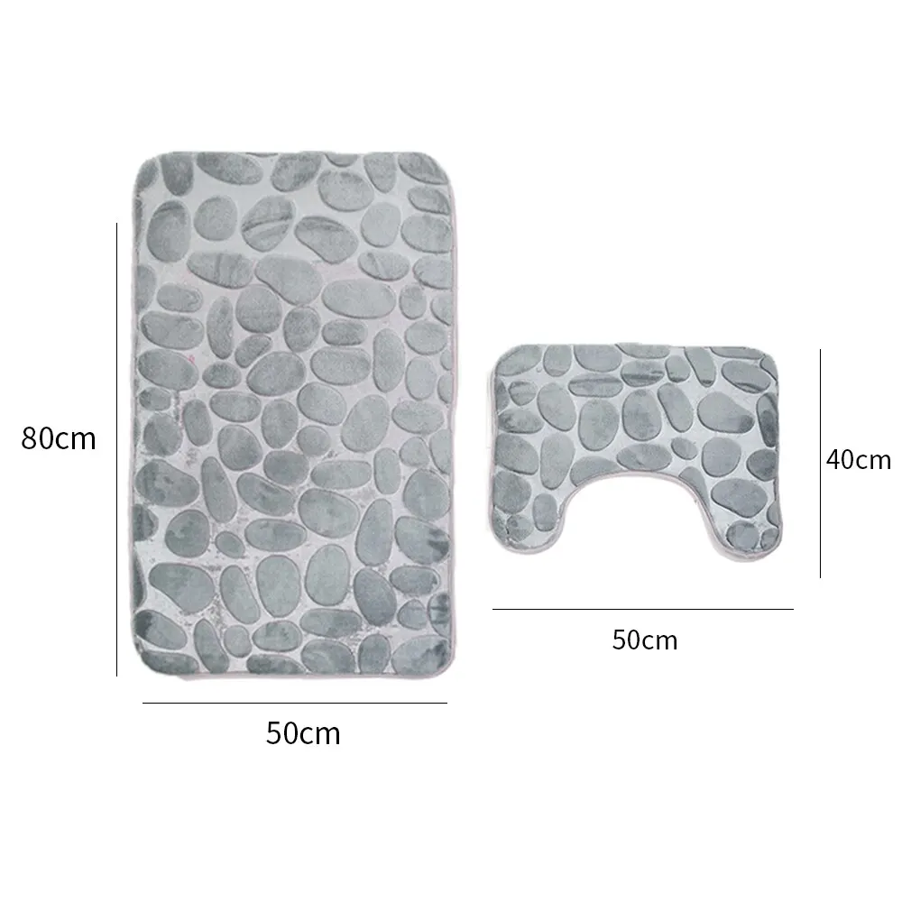 Hot 2 Piece Color Rock Embossed Memory Foam Bathroom Rug Set Bath Mat Non-Slip With Rubber Backing | Дом и сад