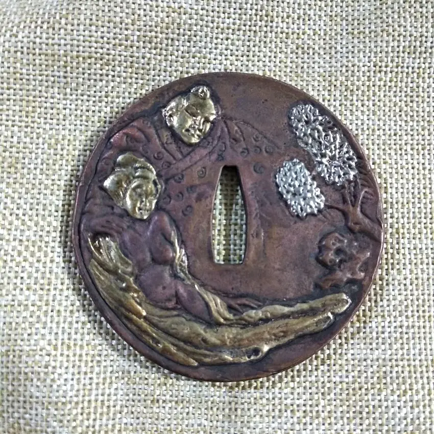 Винтажный прилегающий меч Tsuba аксессуар чистая медь Цуба для японской катаны