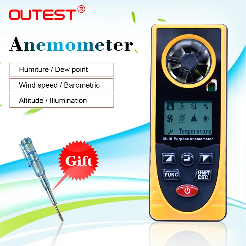 Многофункциональный цифровой анемометр OUTEST GM8910-40-10 градусов измеритель скорости