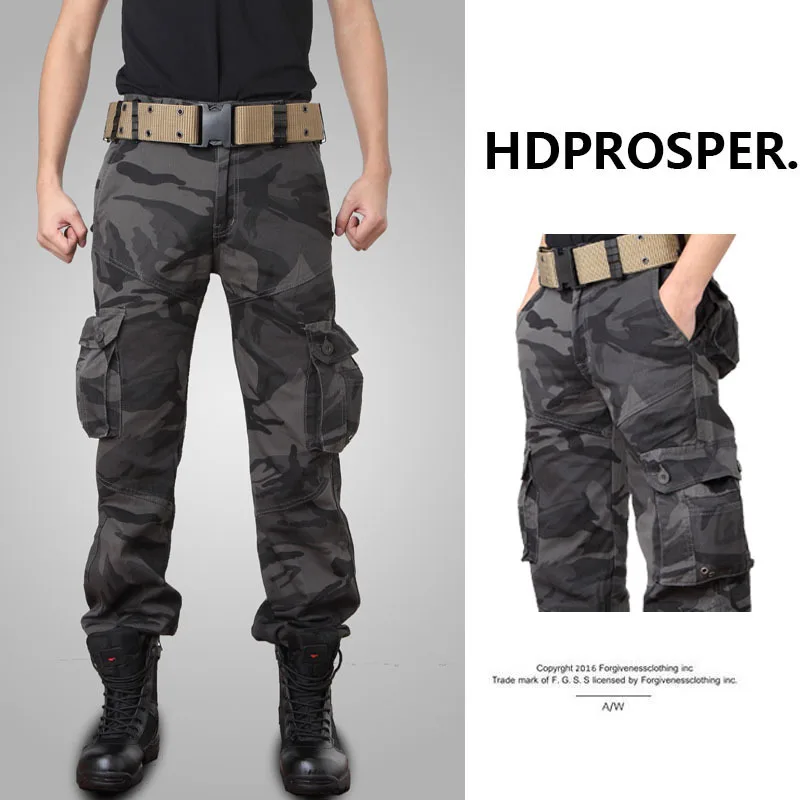 

Брюки-карго мужские камуфляжные, тактические штаны со множеством карманов, повседневные Джоггеры в стиле милитари, армейские мешковатые шт...