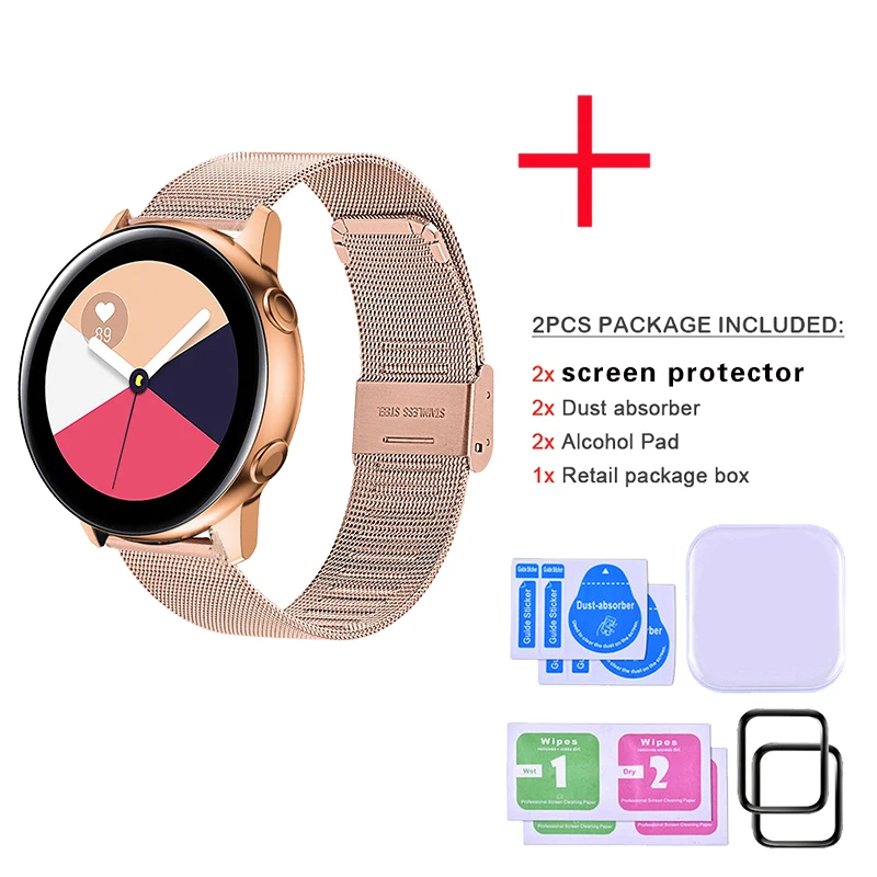 

For Huawei Watch Gt 2e/2 46mm Bracelet Watch Band For Samsung Galaxy Watch 46mm/42mm/Active 2 Watch Strap 2pcs Protective Film