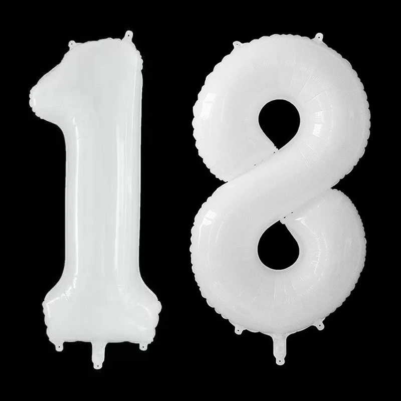 Шары воздушные из фольги 40 дюймов большие белые черные цифры 0 1 2 3 4 5 6 7 8 9