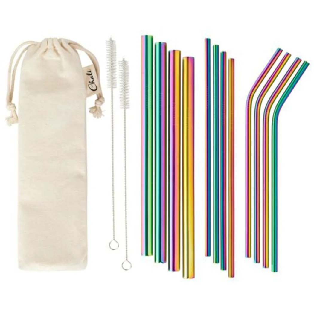 

Colorful Stainless Steel Straws Set Of 12 With Brush,Reusable Drinking Straw High Quality 2021