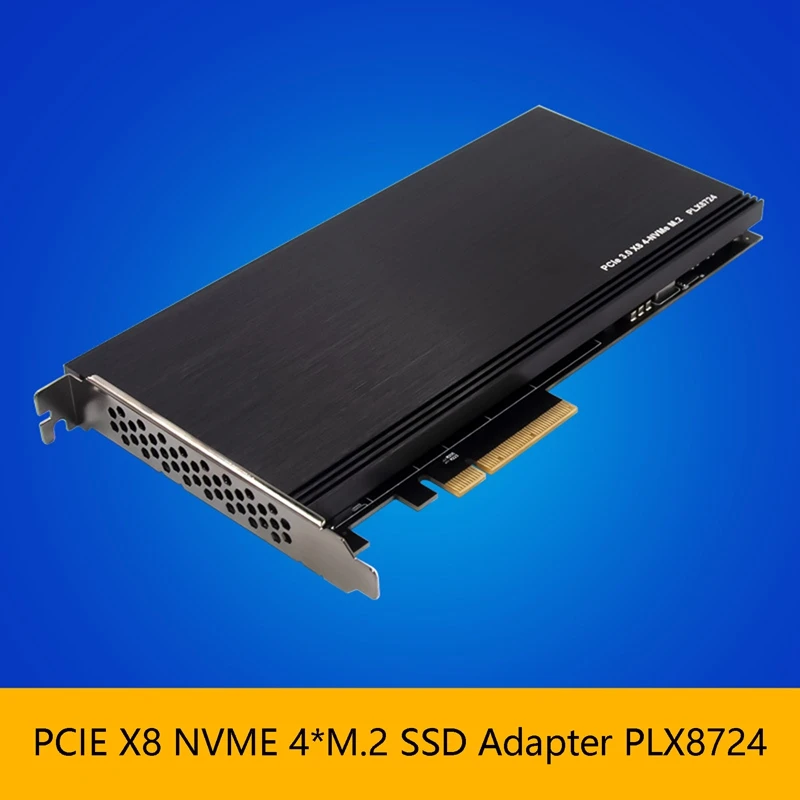 PCI-E 3.0 X8 PLX8724 to 4XM.2 NVMe SSD Adapter Riser Card for Miner BTC Mining Expansion | Компьютеры и офис