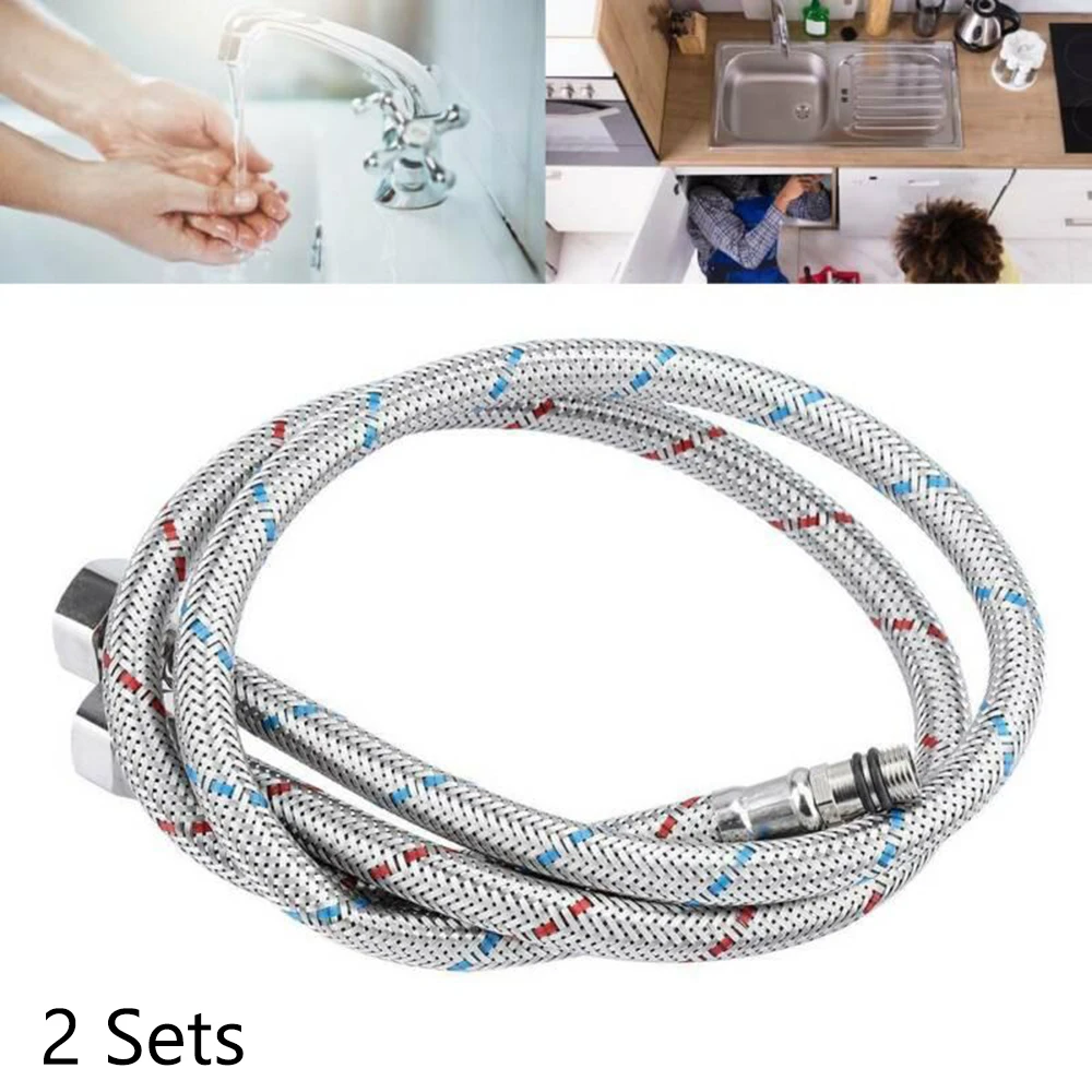 

2Sets G1/2 Toilet Tap Connector Flexible Hose Faucet Water Heater Inlet Pipe Stainless Steel For Bathroom Basin Kitchen Faucet