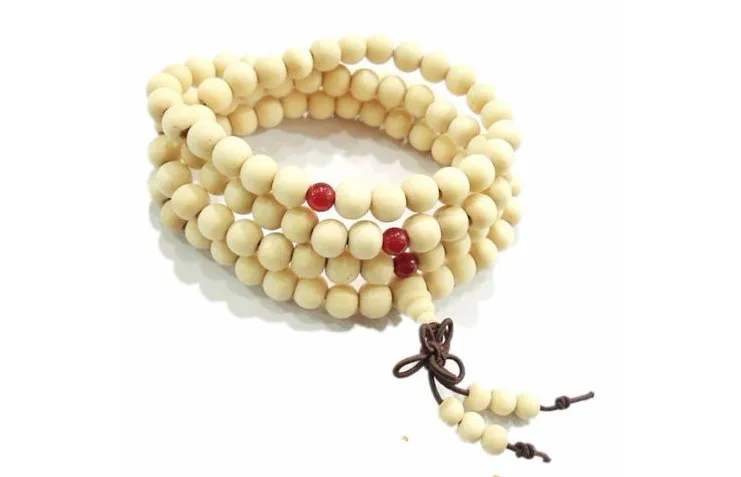 Тибетский буддизм 108 белый сандаловое дерево молитва шарик Мала ожерелье|mala