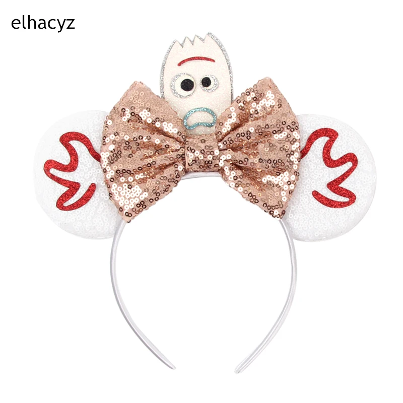 10Pcs Wholesale Popular Sequins Mouse Ears Headband Glitter Hair Bow Girls Women Party Hairband Kids Festival Hair Accessories