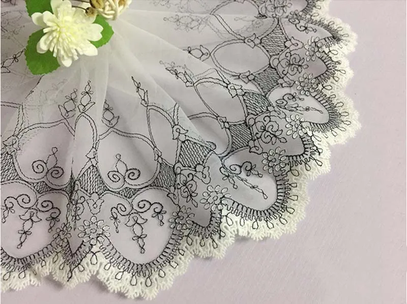 20 ярдов кружевная бейка с вышивкой белая черная ткань швейные кисточки сделай