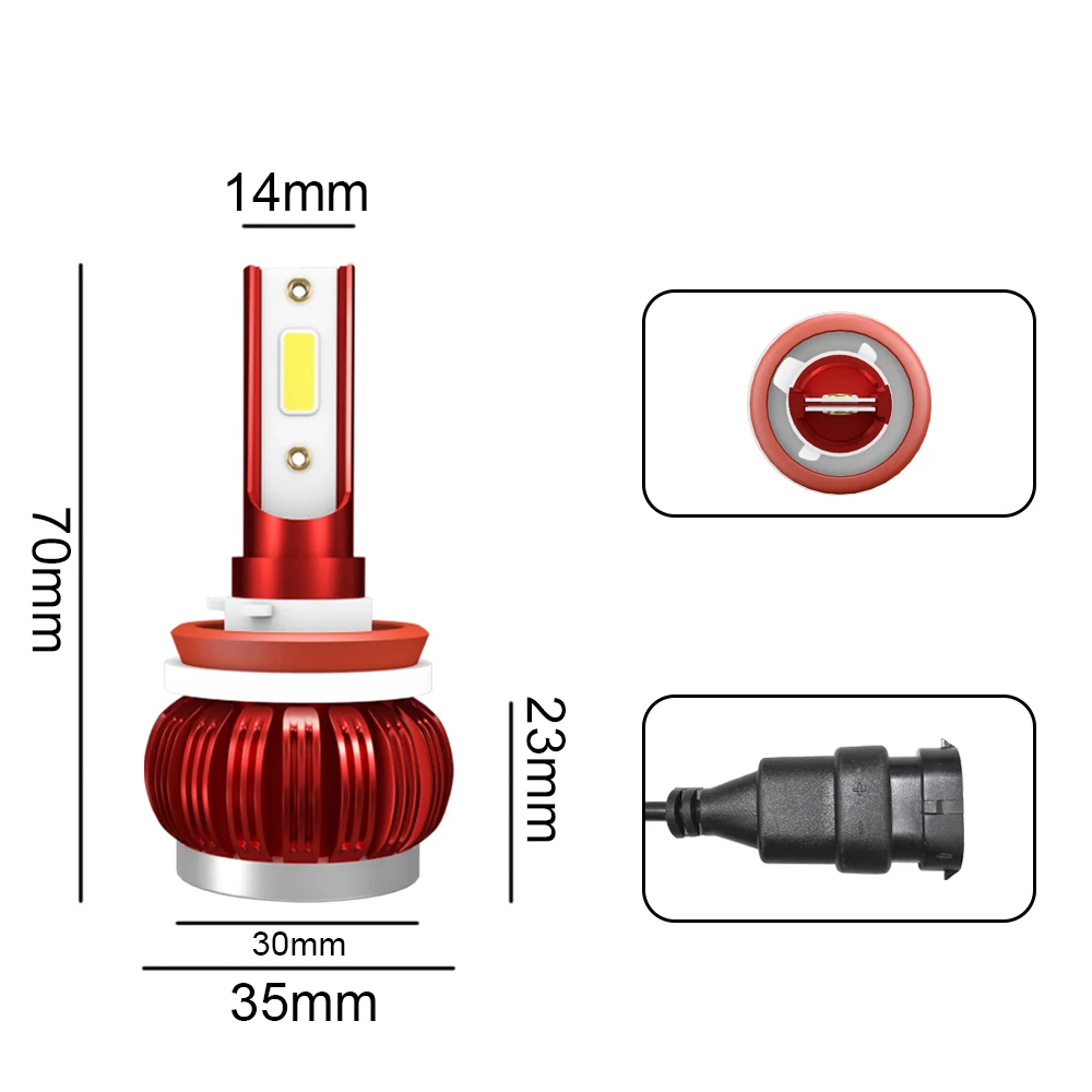 

Car Light 2pcs /lot K1 H8 / H9 / H11 72W 8000LM IP68 6000K White COB LED Headlight Auto Headlamp Light Car Light Bulbs