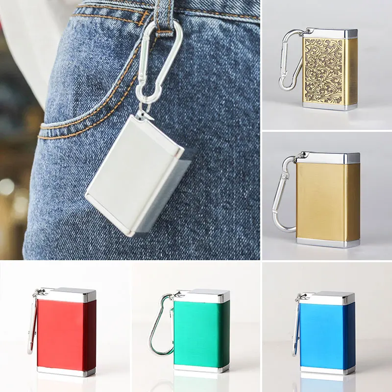 

1PC Metal Portable Ashtray Reusable Cigarette Ash Tray With Lid Travel Pocket Keychain Ashes Storage Organizer
