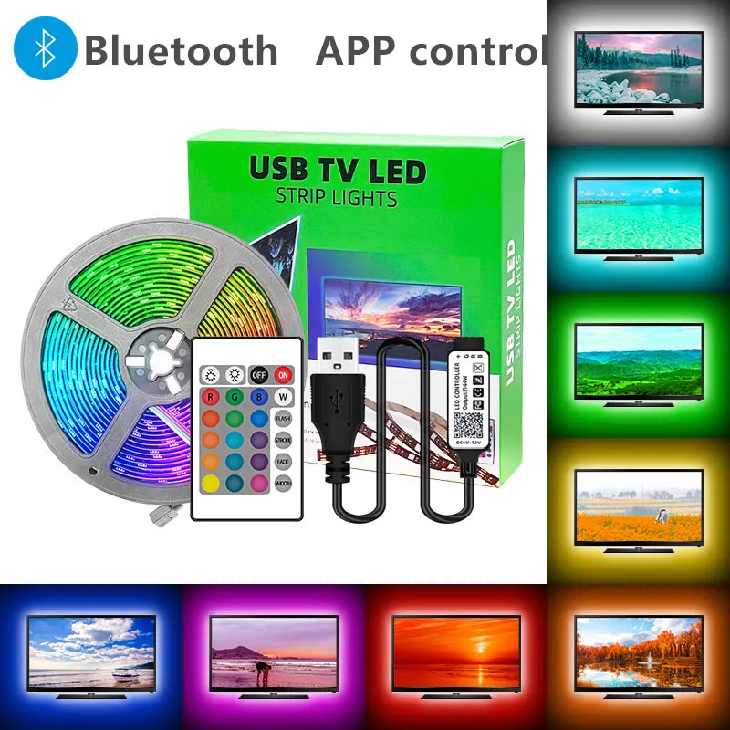 Светодиодная лента RGB с Bluetooth USB 5 В 5050 SMD освещение для спальни 2 м 3 ТВ настольного