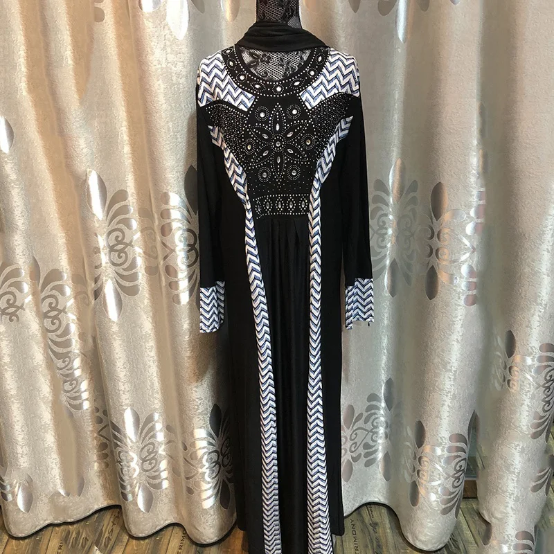 Мусульманский Исламский кафтан женское платье со стразами повседневная одежда Ближнего Востока Индия Пакистана черное Молитвенное платье...