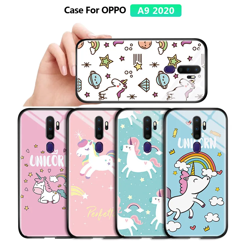 Для OPPO A9 2020 A5 K5 милый мультяшный Розовый Единорог узор мягкие острая ударопрочный