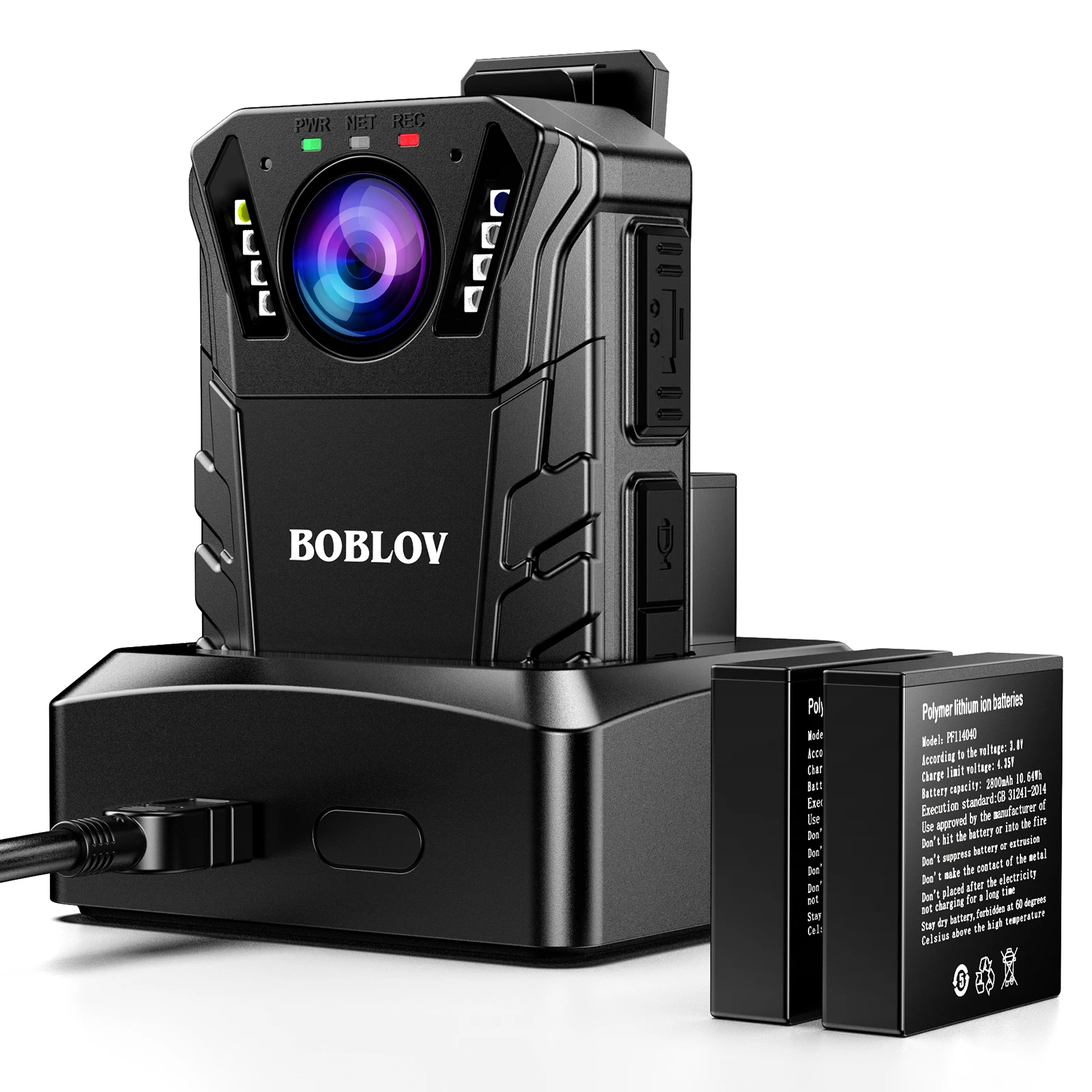 

BOBLOV KJ09 1296P Body Camera 64GB Recording Wearable Video Cam IP66 Waterproof Support External Lens Simultaneous Recorder