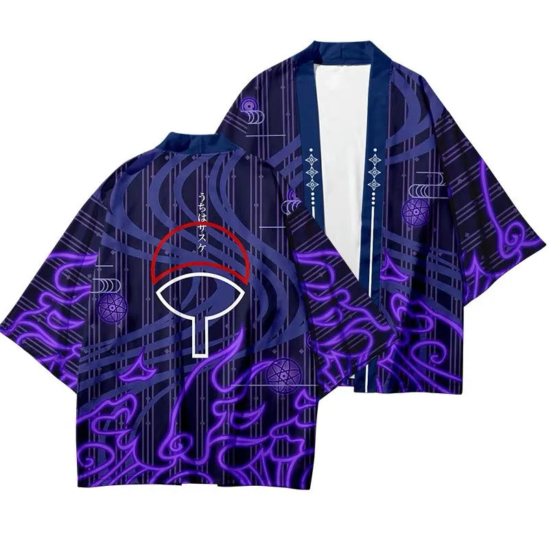 Новинка кимоно из аниме Хокаге Konoha Uchiha Susanoo косплей-костюмы Sasuke накидка хаори