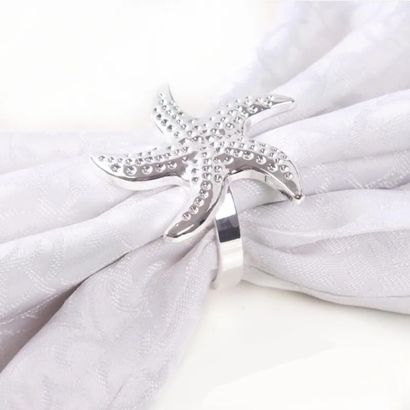 Бесплатная доставка 12 шт./лот кольца для салфеток с серебряной морской звездой