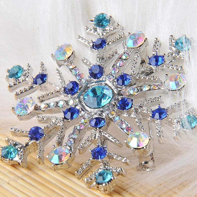 Из чистого белого и синего цвета стили к Стразы Брошь &quotСнежинка&quot сезон