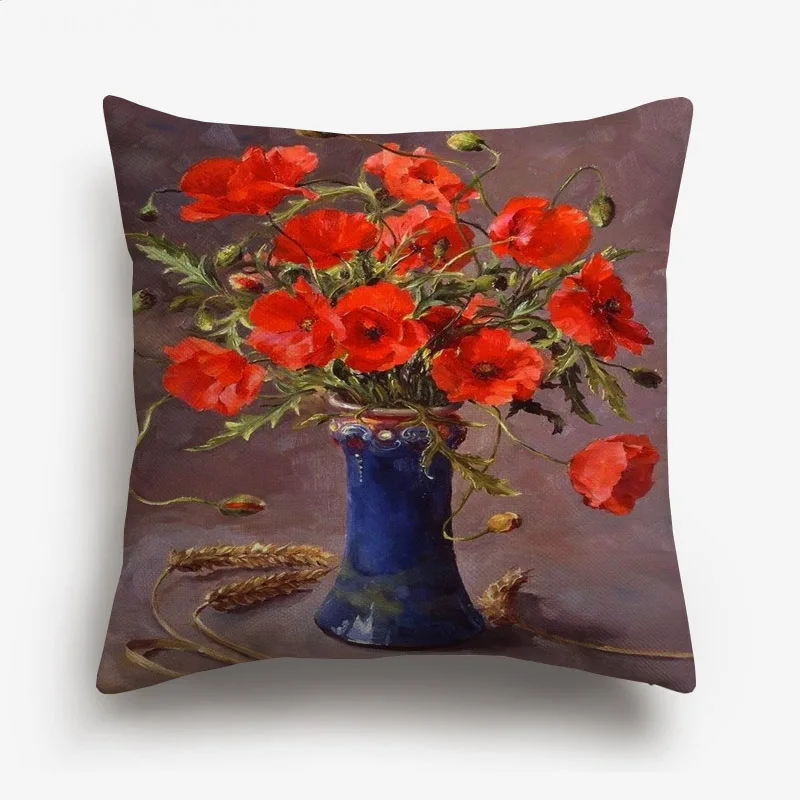 Европейский цветочный художественный чехол для подушки в цветочек картина