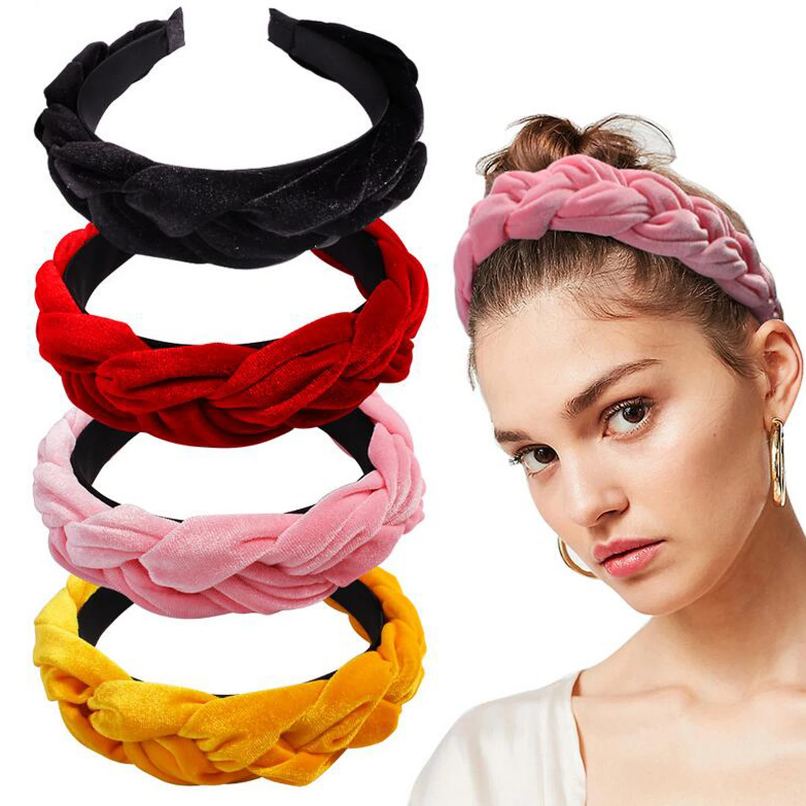 

New Fashion Solid Hairband Girls Autumn Winter Headband Soft Thick Flannel Hair Accessories Adult Hair Hoop Wholesale