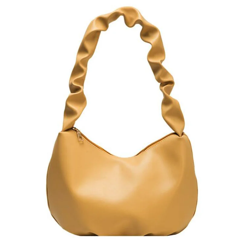 

2021 Fashion Pleated Handbags and Purses Designer Shoulder Bags for Women Soft PU Leather Lady Hand Bags Solid Travel Tote