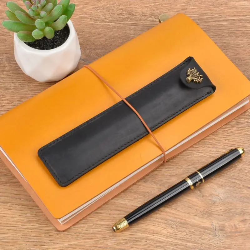

57EC Leather Pen Holder Color Options Fountain Pen Pouch Pencil Holder Handmade Ballpoint Pen Protective Sleeve Cover For Office