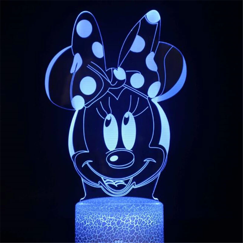 Disney мультфильм 3D лампа с Микки-Маусом Мышь Минни светодиодный Ночной светильник