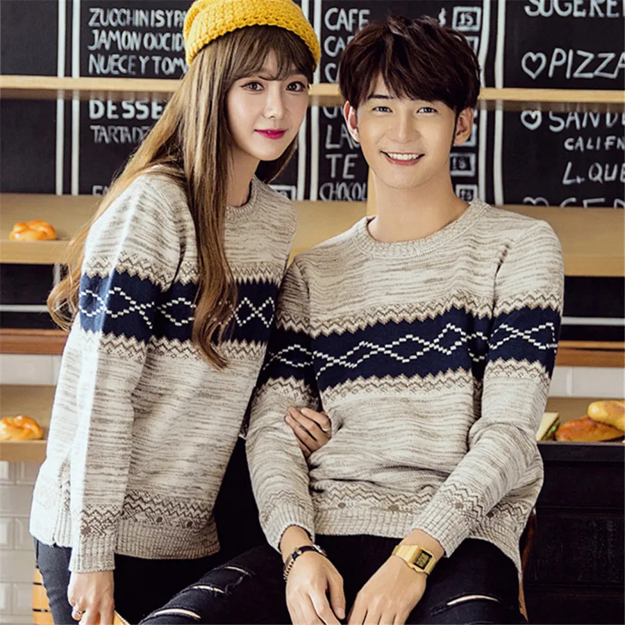 Осенне-зимний базовый пуловер свитер для влюбленных женский мужской парный
