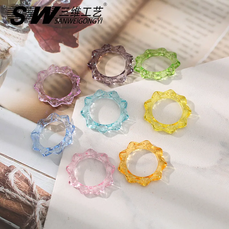 XEDZ Fashion Unisex Vintage Ring Fashion Jewelry Acrylic Resin Geometry Ring Travel Memorial Gift Ring