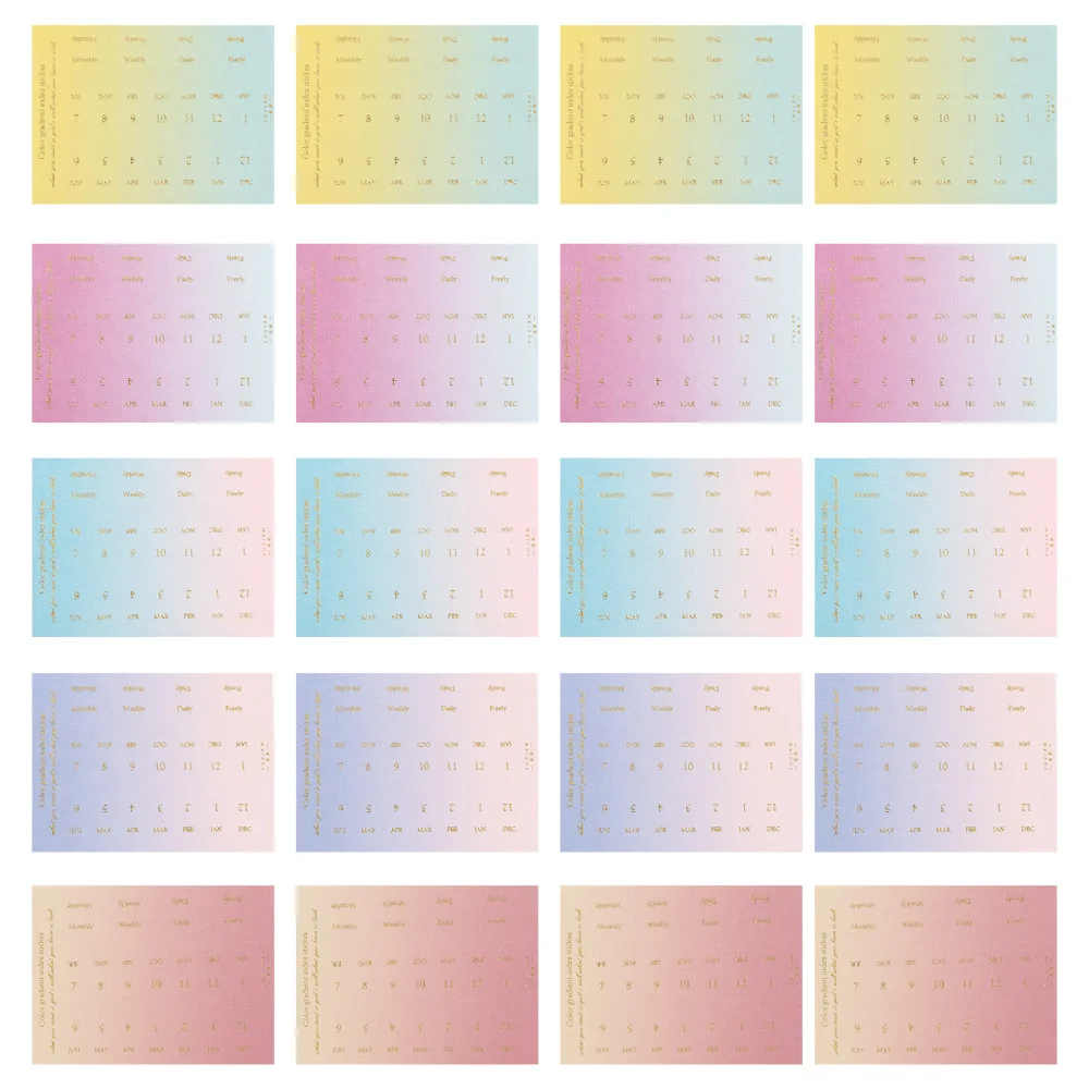 

20 Sheets Gradient Color Sticky Labels Tab Category Stickers Category Tab