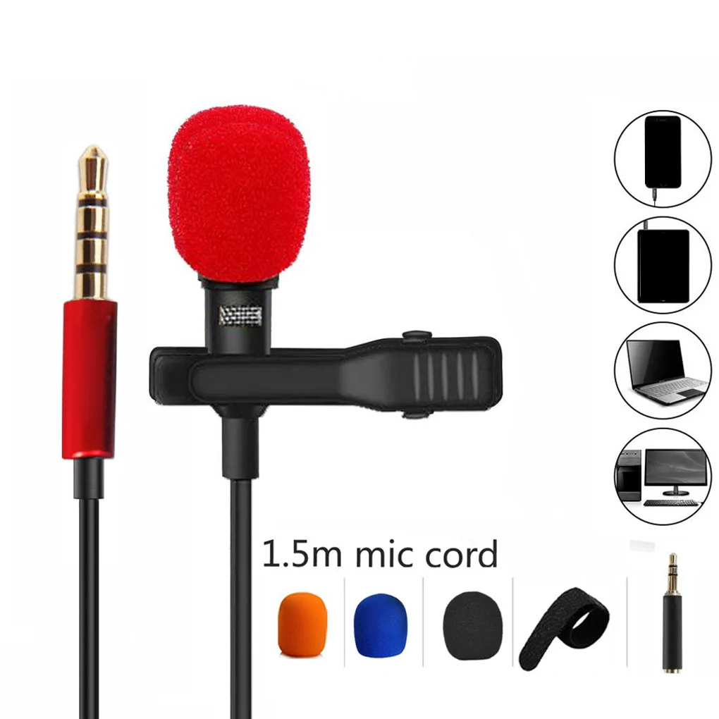 

1,5 м Мини Портативный микрофон конденсаторный пристегивающийся на лацкан петличный микрофон проводной Mikrofo/Microfon для телефона для ноутбука ...