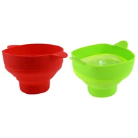promotion 2 set microwave popcorn popper collapsible silicone bowl with lid and handlesred green