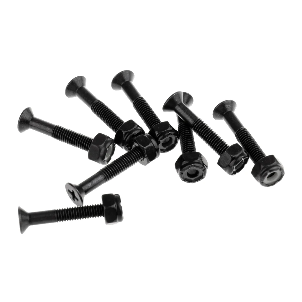 

8pcs Skateboard Hardware Screw Set / Longboard Screws Nuts - Black 1.18''