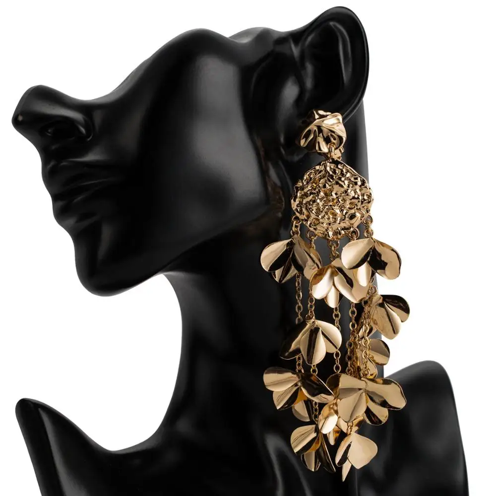 Роскошные индийские длинные серьги-подвески с большим цветком ZA свадебные