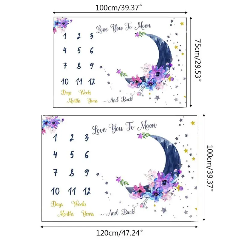

Baby Monthly Record Growth Milestone Blanket Moon Pattern Photography Prop Cloth