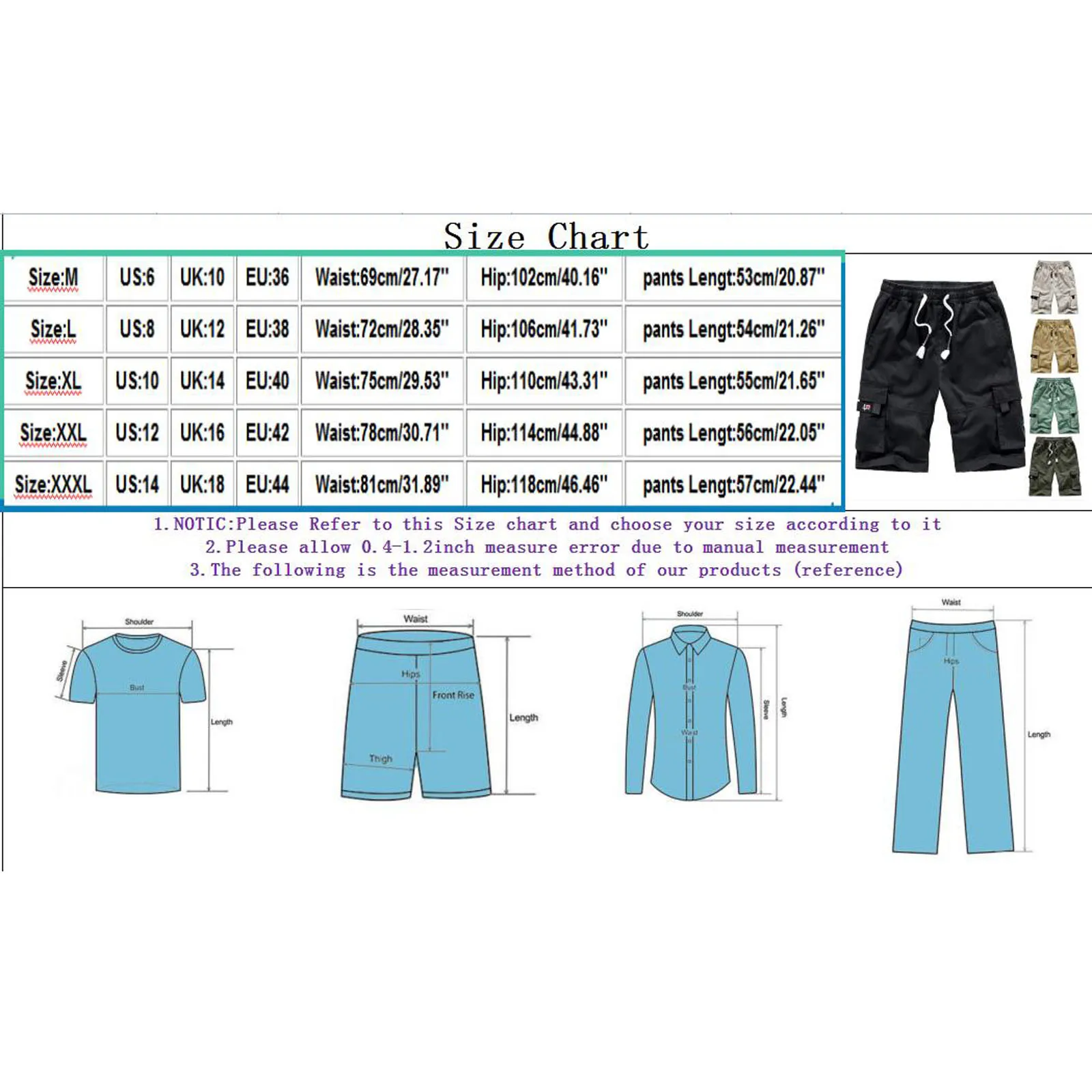 

2021 Plus Size Men's Multi-Pocket Casual Overalls Men's Casual Shorts Hip Hop Streetwear Male Gyms Fitness Short Pants