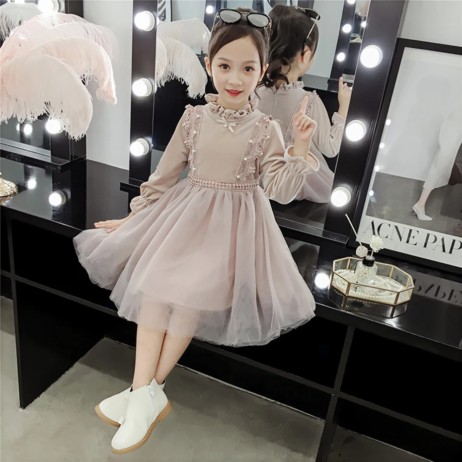 Платья для девочек Сетчатое платье в стиле пэчворк Детские праздничные платья с