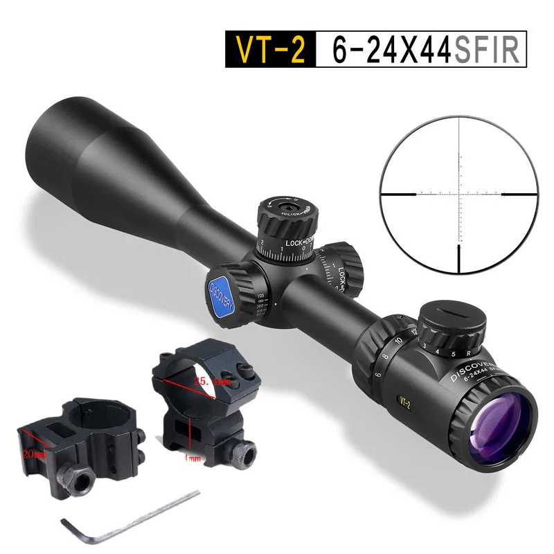Дискавери VT-2 6-24X44SFIR прицел тактические оптические прицелы R& G с подсветкой Mil точка сетка боковой Фокус оптический Воздушный прицел - Color: low 20mm mount