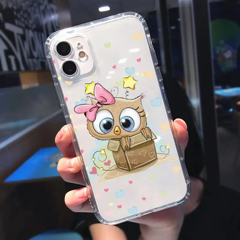

Baby Cute animal cartoon Owl Phone Case Transparent soft For iphone 5 5s 5c se 6 6s 7 8 11 12 plus mini x xs xr pro max