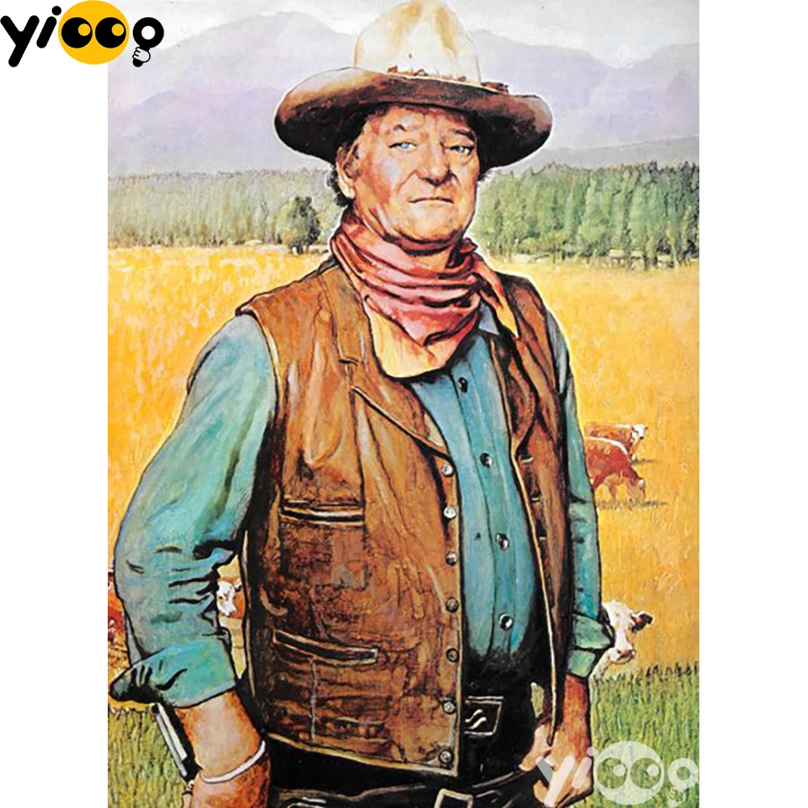 

Full Square/Round Drill Diamond Painting Cross Stitch Embroidery Cowboy John Wayne Rhinestone Mosaic Home Decor Gift AX2840