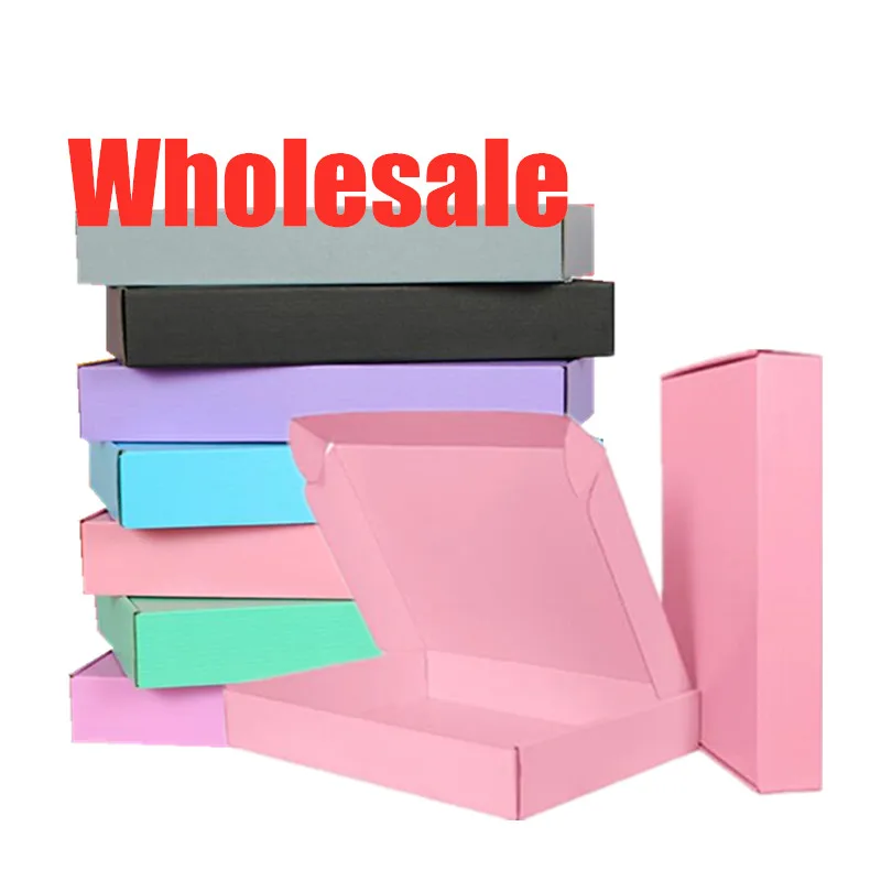Caja de papel Kraft de 5 colores, cajas de papel de regalo de 3 capas, Material corrugado, personalizable con logotipo de impresi&oacute;n 20112601, 50 unids/lote-0