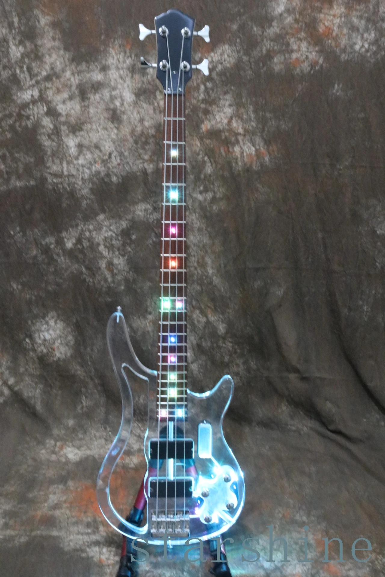 OEM дизайн выдалбливают акриловый корпус 4 струны электрическая бас гитара